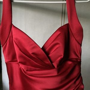 David's Bridal Apple Red Halter Sweetheart Dress